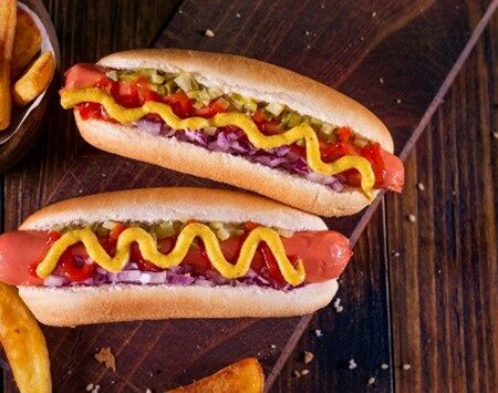 image of a hotdog with mustard
